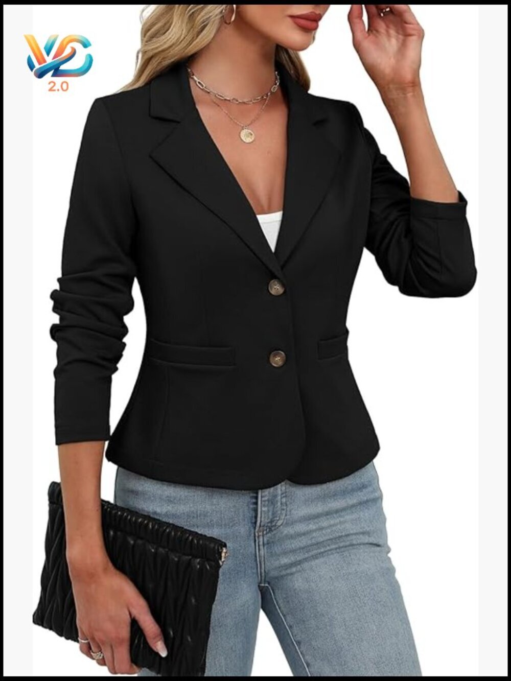 Stretchy Knit Blazer Lightweight Slim Fit Jacket Long Sleeve Business Casual